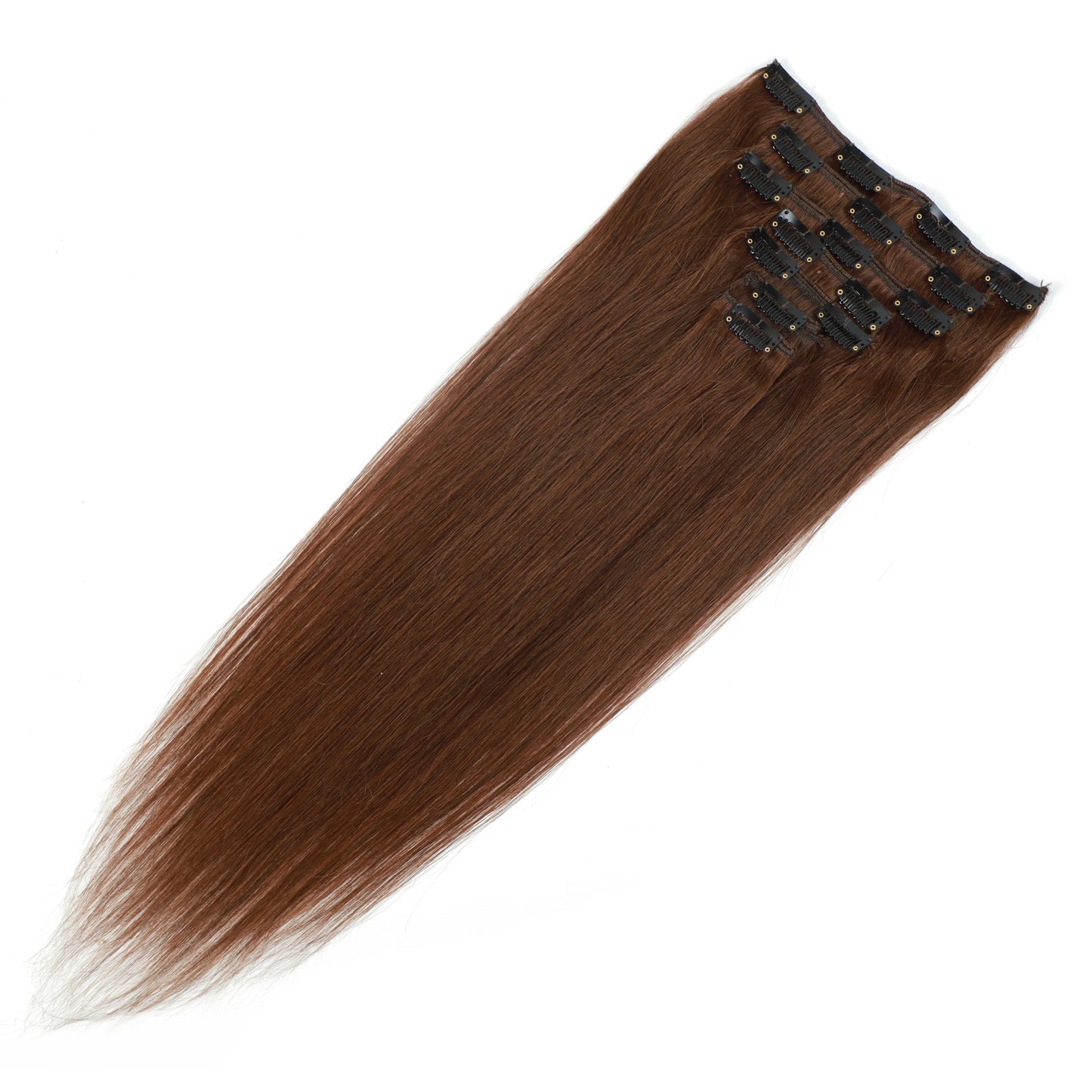 Dark Brown Clip-In Human Hair Extensions – 100% Real Remy Hair, Double Weft, Full Head 7PCS Set for Volume & Length Glendale