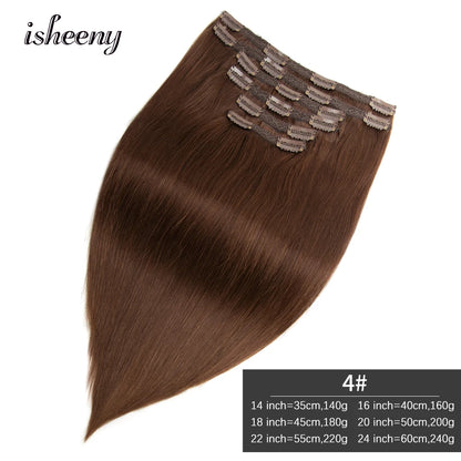 140-240G Clip-In Human Hair Extensions – 100% Remy Brazilian Straight Hair | Full Head Volume (14"-24")