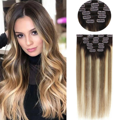 100% Remy Human Hair Clip-In Extensions – 7-Piece Set (70-120g) | Natural Brazilian Straight