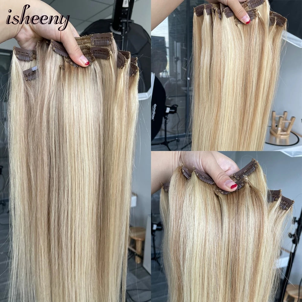 140-240G Clip-In Human Hair Extensions – 100% Remy Brazilian Straight Hair | Full Head Volume (14"-24")