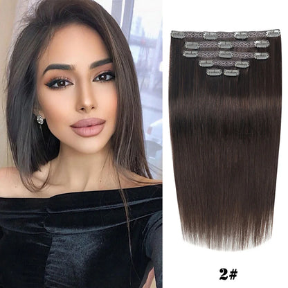 100% Remy Human Hair Clip-In Extensions – 7-Piece Set (70-120g) | Natural Brazilian Straight