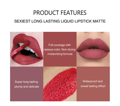 HANDAIYAN 6 PCS Lipstick Set Make-up for women Non stick Cup Waterproof Long lasting Cosmetics Korean makeup Matte lipstick