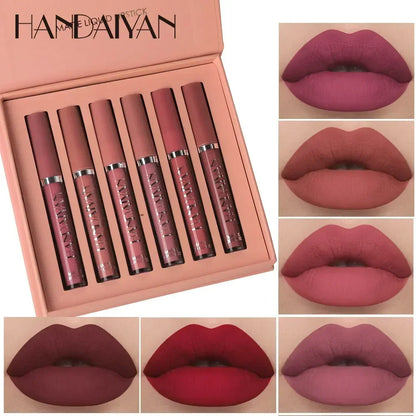 HANDAIYAN 6 PCS Lipstick Set Make-up for women Non stick Cup Waterproof Long lasting Cosmetics Korean makeup Matte lipstick