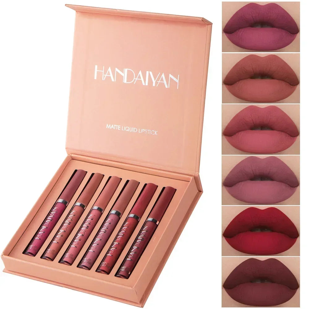 HANDAIYAN 6 PCS Lipstick Set Make-up for women Non stick Cup Waterproof Long lasting Cosmetics Korean makeup Matte lipstick