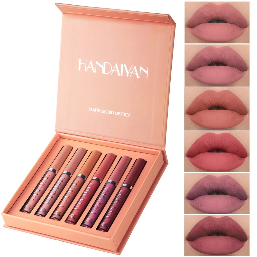 HANDAIYAN 6 PCS Lipstick Set Make-up for women Non stick Cup Waterproof Long lasting Cosmetics Korean makeup Matte lipstick