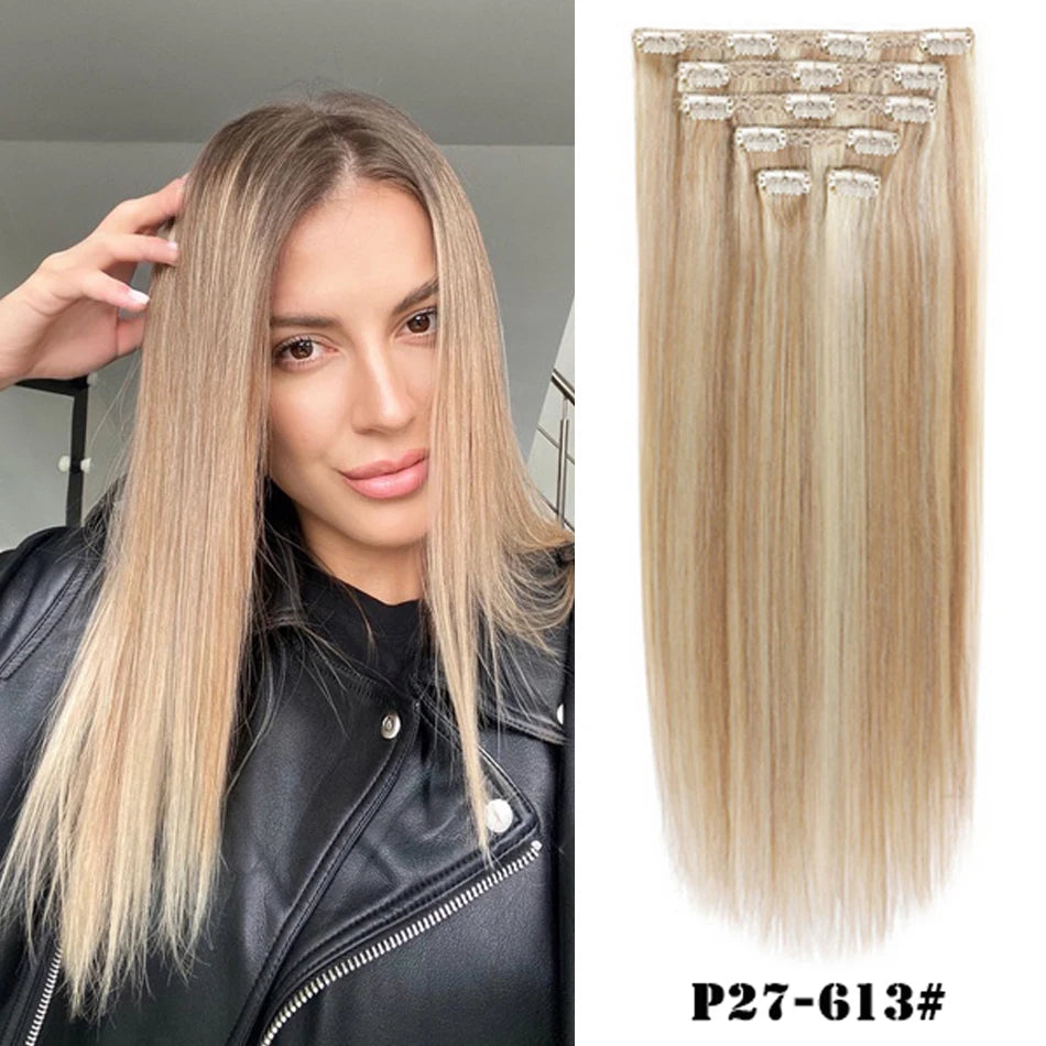 100% Remy Human Hair Clip-In Extensions – 7-Piece Set (70-120g) | Natural Brazilian Straight