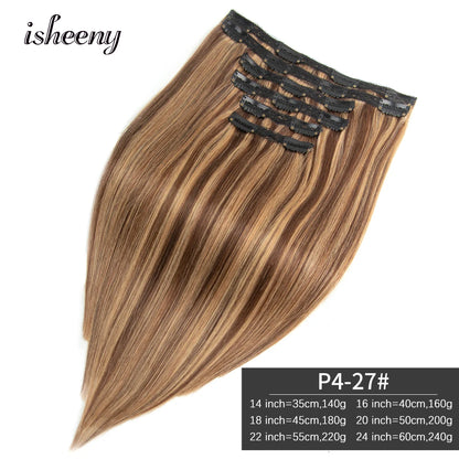 140-240G Clip-In Human Hair Extensions – 100% Remy Brazilian Straight Hair | Full Head Volume (14"-24")